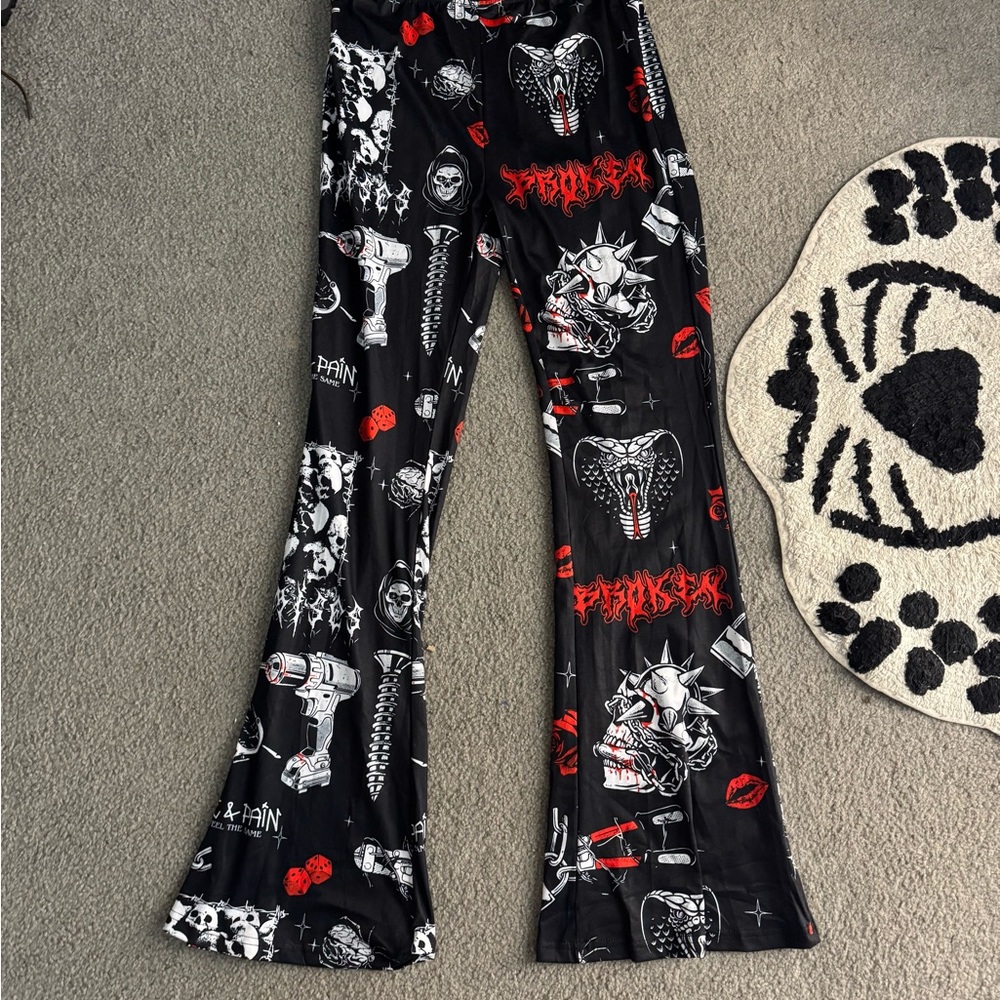 Black Graphic Print Pants